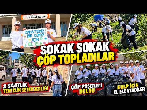 Kulp’ta liseli öğrenciler sokak sokak çöp topladı